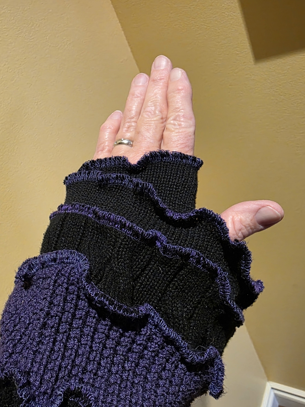 Long, Hooded, Custom Made Fairy Sweater - Black & Purple - Picture 3 of 4